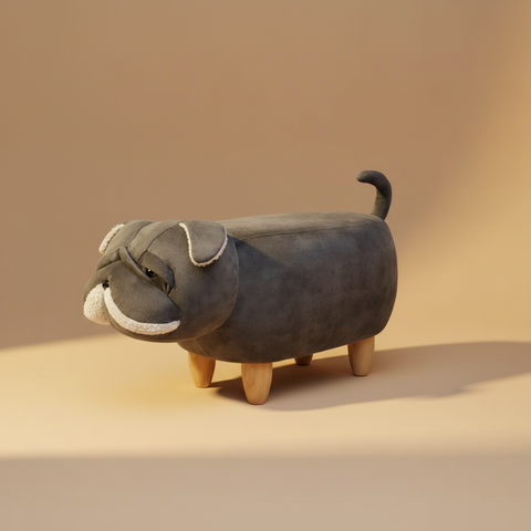 Pouf Bulldog Grigio - Foto Sfondo Neutro