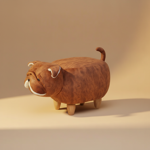 Pouf Bulldog Marrone - Foto Sfondo Neutro