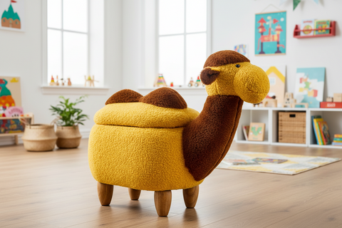 Pouffotto In Pelliccia Sintetica - Camel