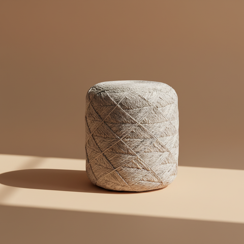 Pouf cilindrico fibra naturale sfondo beige