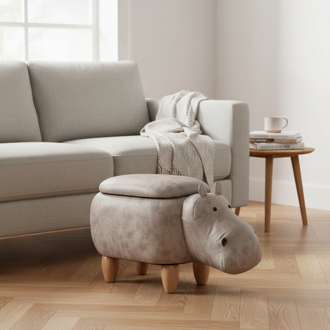 Pouf Ippopotamo Beige - Salotto senza piedi
