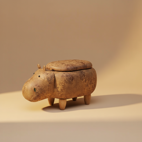 Pouf Ippopotamo Cognac - Foto Sfondo Neutro