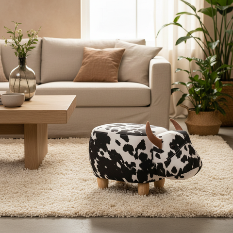 Pouf Mucca - Salotto con tappeto