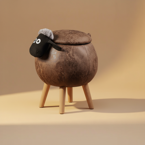 Pouf Pecora Sferica Marrone - Foto Sfondo Neutro