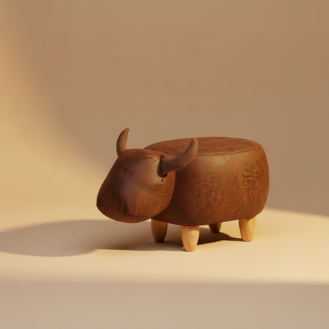 Pouf Toro Marrone - Foto Sfondo Neutro