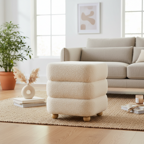 POLLY - POUF IMBOTTITO COLOR CREMA