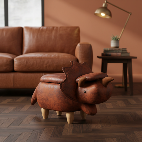 Pouf Triceratopo Cognac - Foto Ambientata