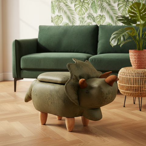 Pouf Triceratopo Verde - Foto Ambientata