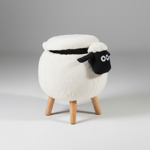 Pouffotto pecorella bianca sfondo neutro