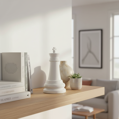 Re scacchi ceramica bianca in ambiente