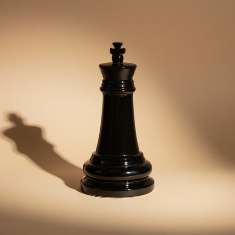 Re scacchi ceramica nera su sfondo beige