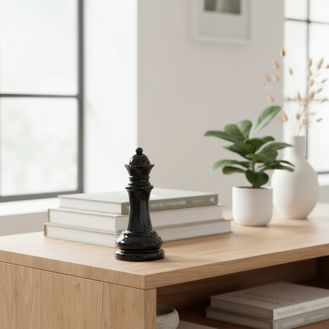 Regina scacchi ceramica nera in ambiente