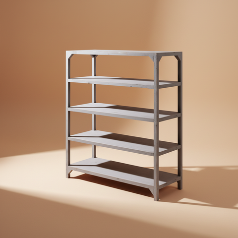 Scaffale grigio anticato sfondo beige