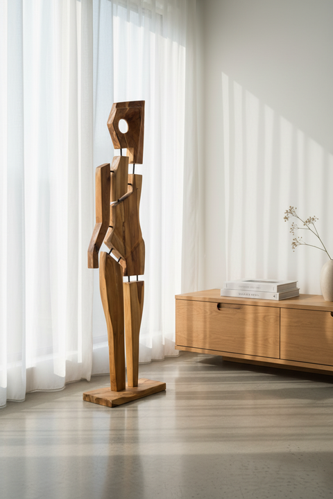 Scultura Tectona in living contemporaneo