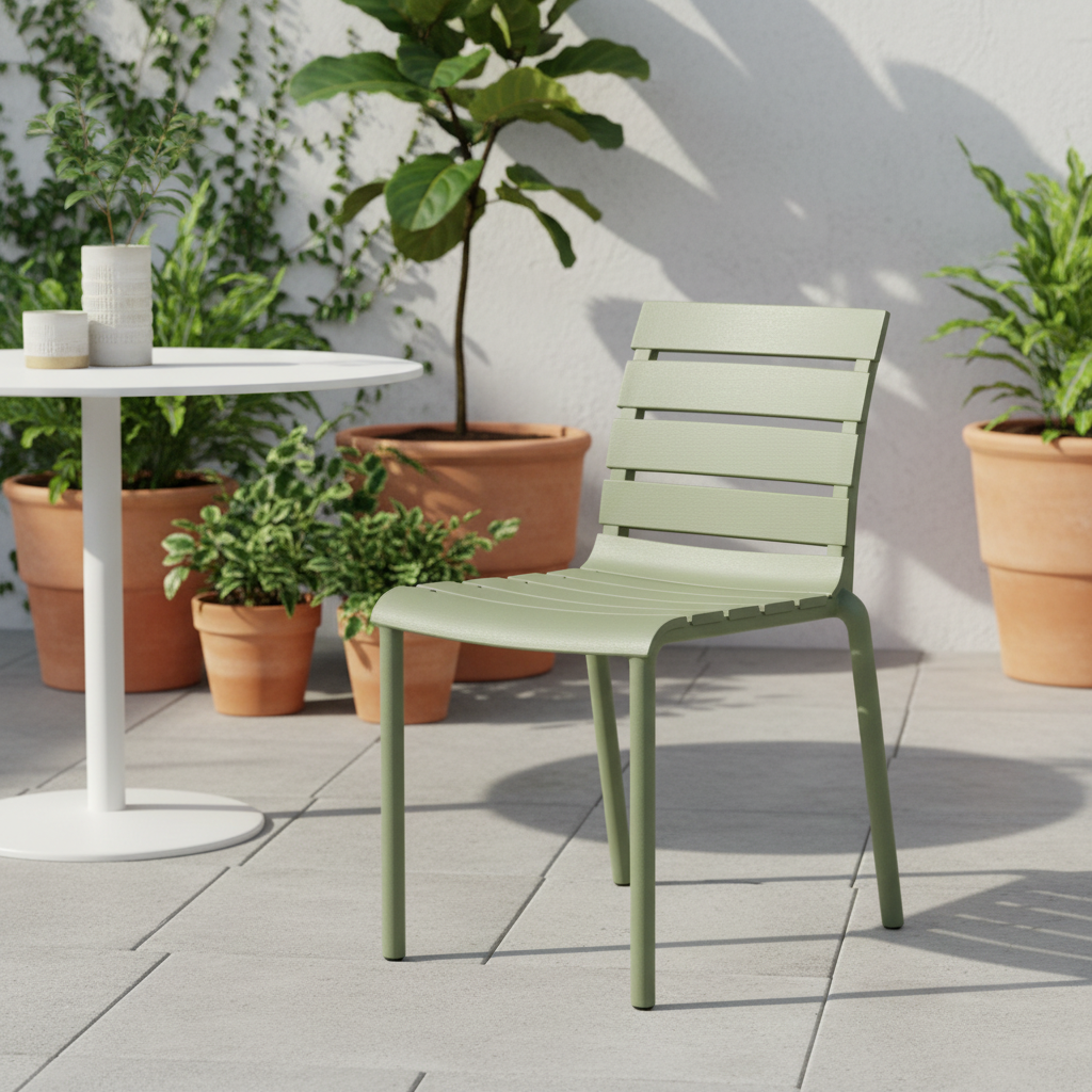 Sedia alluminio verde salvia in ambiente outdoor