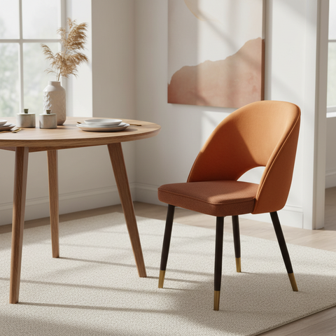 Sedia arancione in ambiente dining