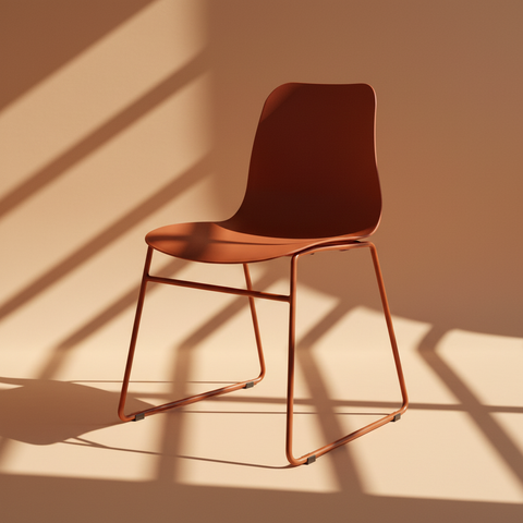 Sedia arancione su sfondo beige