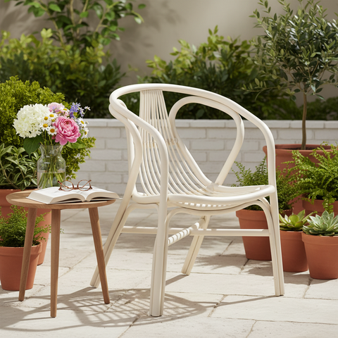 Les Bateaux - Sillón de ratán blanco