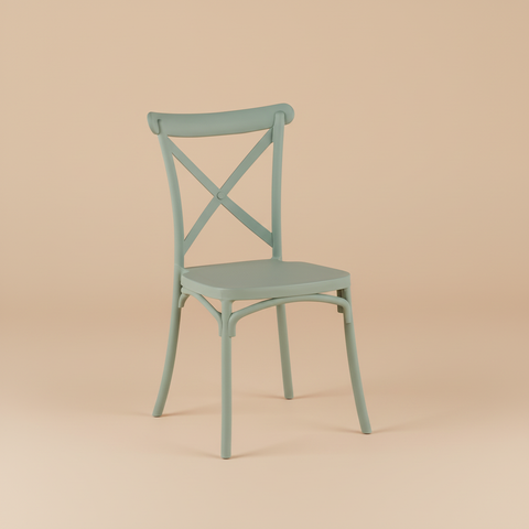 Sedia bistrot verde su sfondo beige