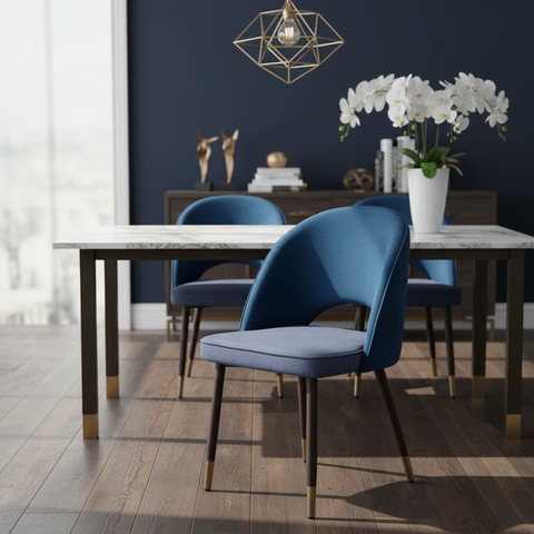 ALESSANDRA - SEDIA TESSUTO E VELLUTO TONALITA BLU