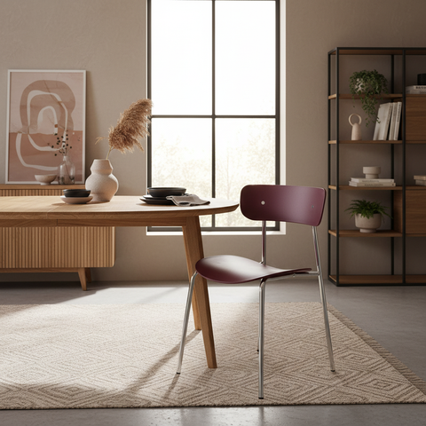 Sedia bordeaux ambientata senza persone