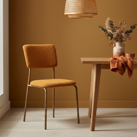Sedia bouclé arancio ambientata