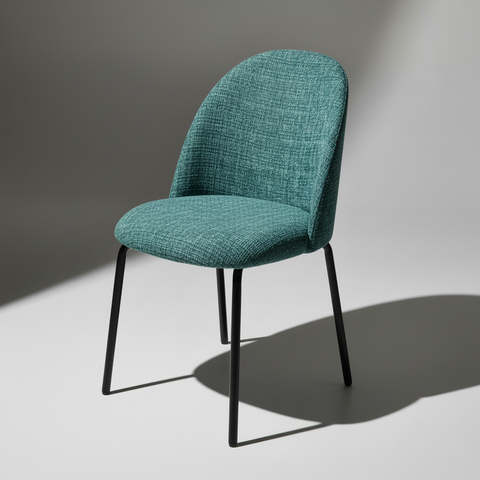 Sedia bouclé teal - sfondo grigio neutro