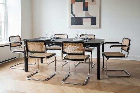 Olimpia - sedia nera rattan con braccioli