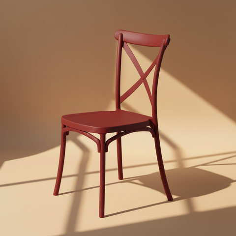 Sedia Cross-Back Bordeaux su sfondo beige