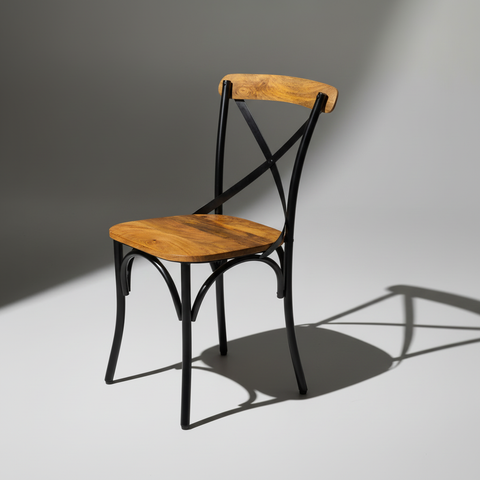 Sedia cross-back metallo nero/mango - sfondo grigio