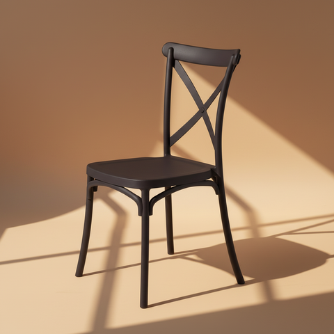 Sedia cross-back nera - stessa posizione marrone