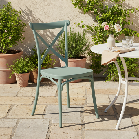 Sedia cross-back verde salvia outdoor