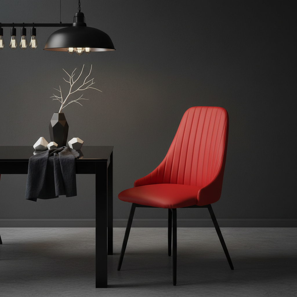 Sedia ecopelle rossa ambientata