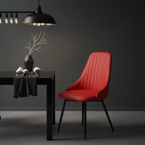 Sedia ecopelle rossa ambientata