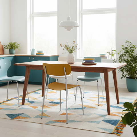 Sedia gialla senape in ambiente moderno