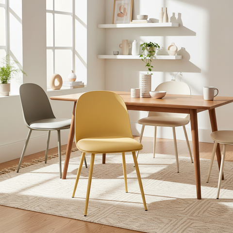 Sedia giallo pastello in ambiente living