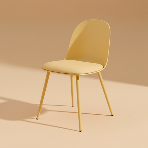 Sedia giallo pastello su sfondo beige