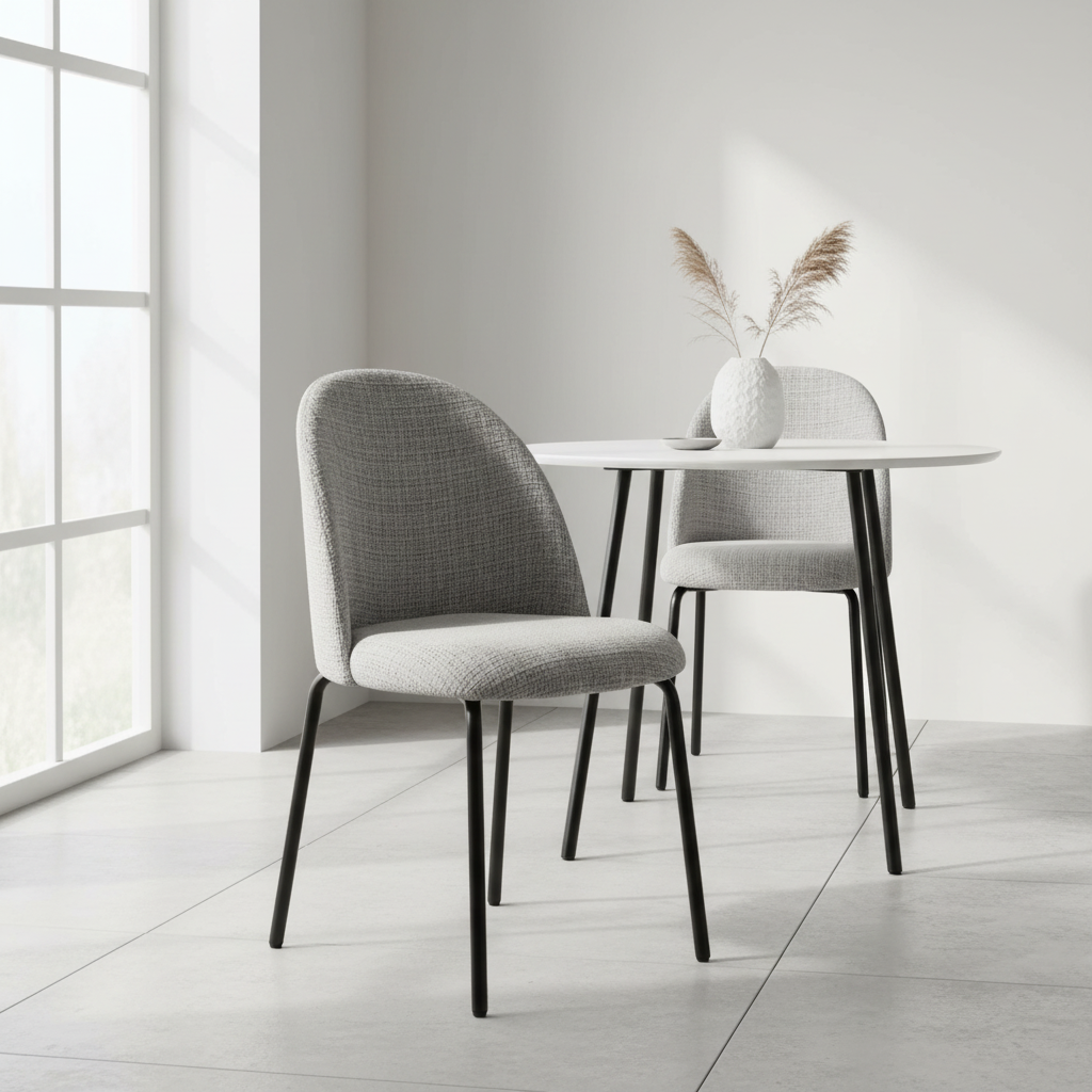 Sedia grigia in ambiente minimal