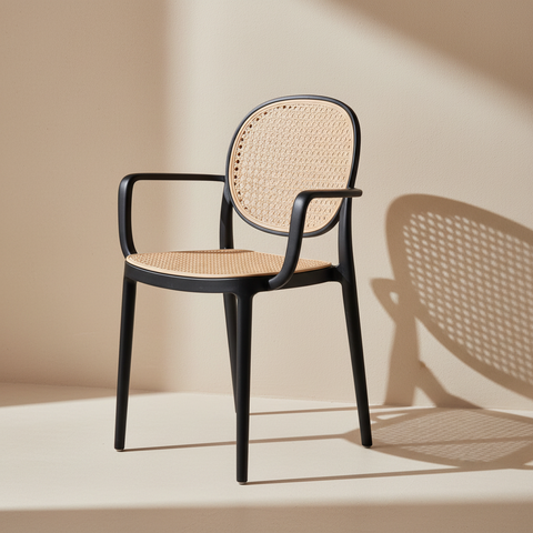 Sedia Lionel Nera - Muro Beige con Ombre