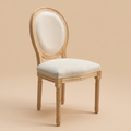 Sedia Luigi XVI legno naturale sfondo beige