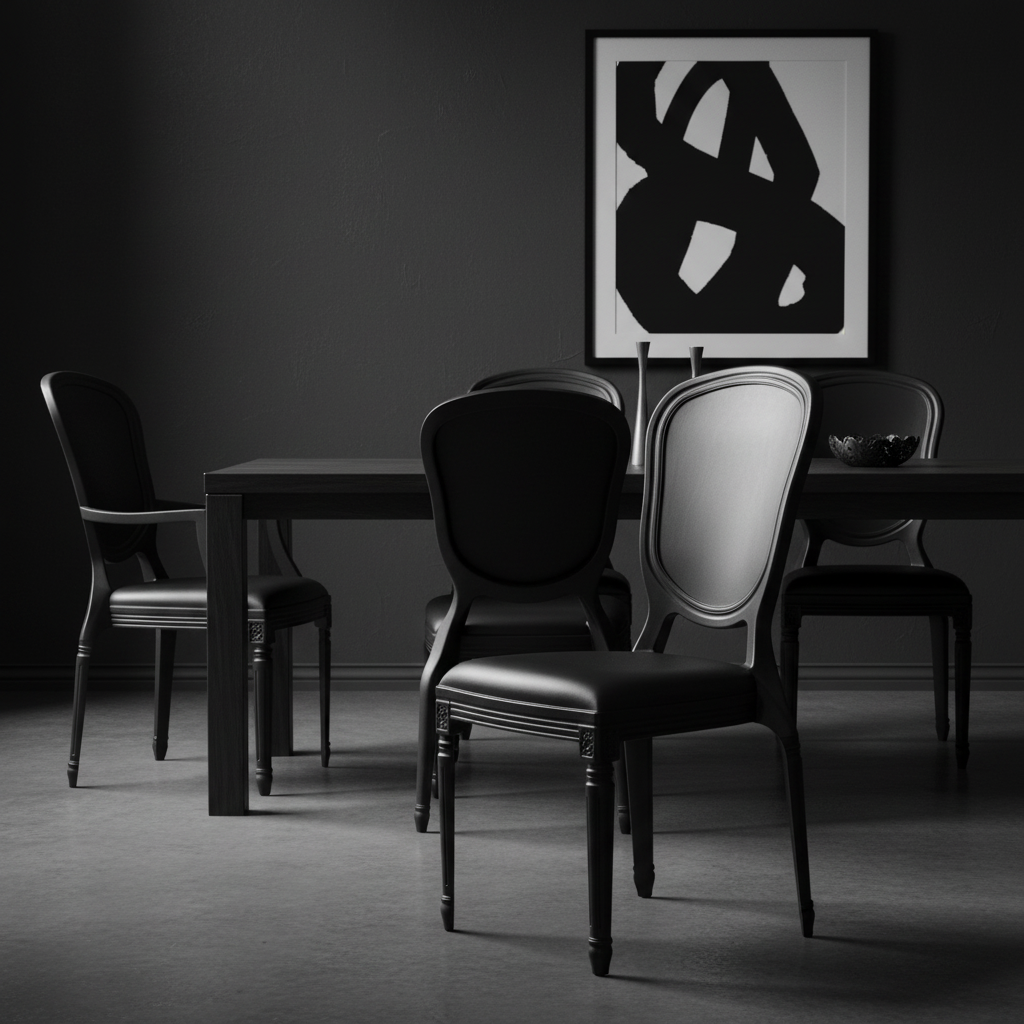 Sedia nera barocca in ambiente elegante