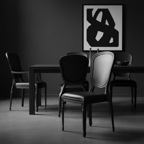 Sedia nera barocca in ambiente elegante