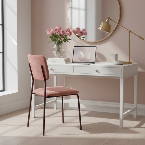 Amelia - Sedia Rosa Antico Con Gambe In Metallo Rosa