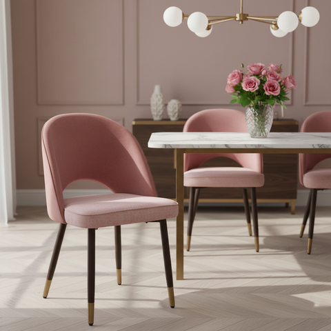 Alessandra - Sedia Tessuto E Velluto Tonalita Cipria