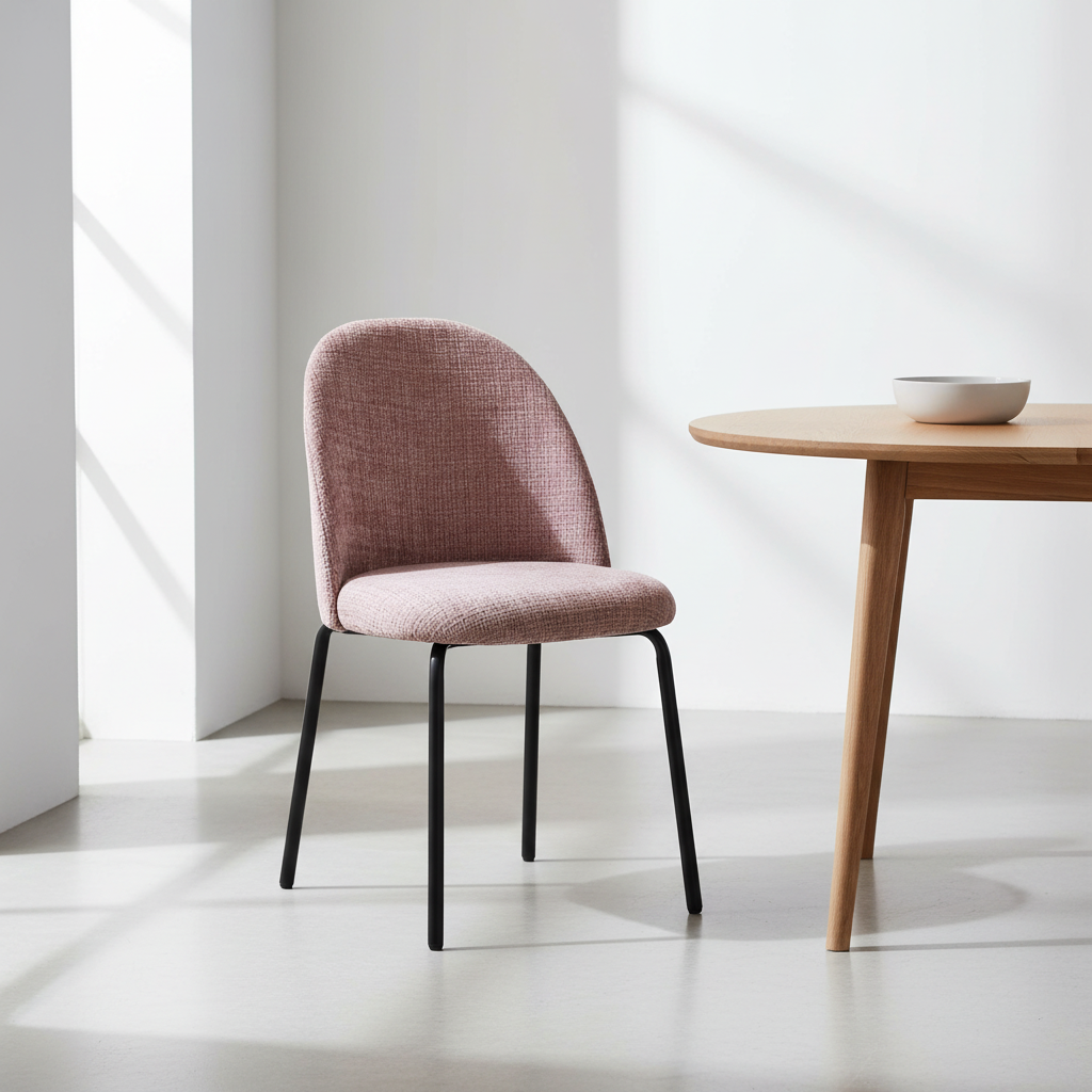 Sedia rosa in ambiente minimal