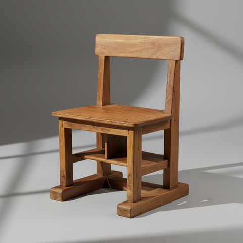 Sedia rustica legno sfondo grigio