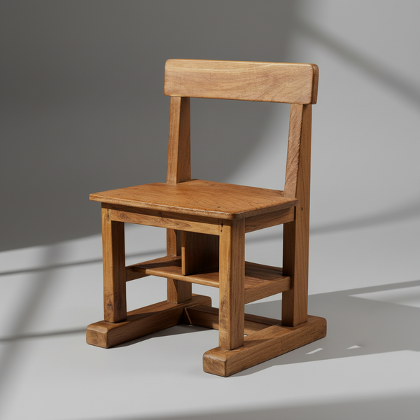 Sedia rustica legno sfondo grigio