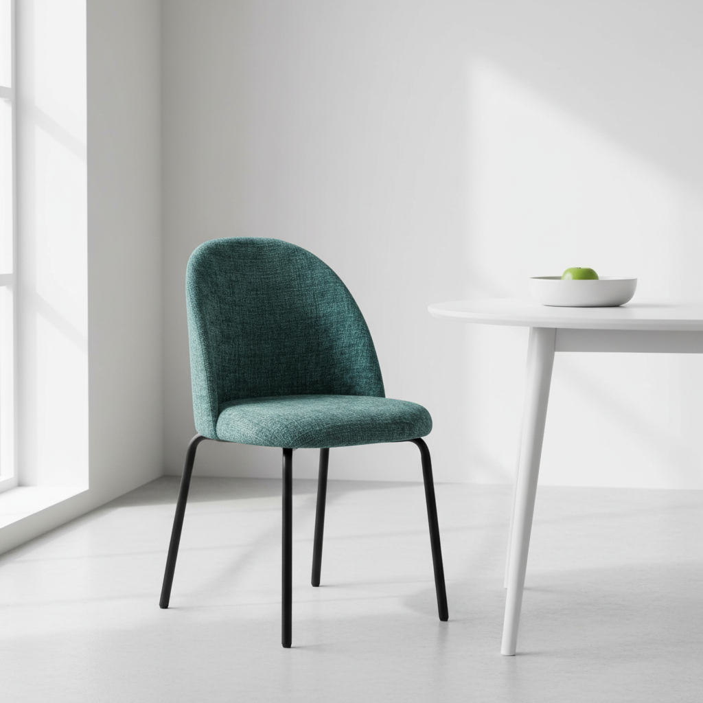 Sedia verde acqua in ambiente minimal