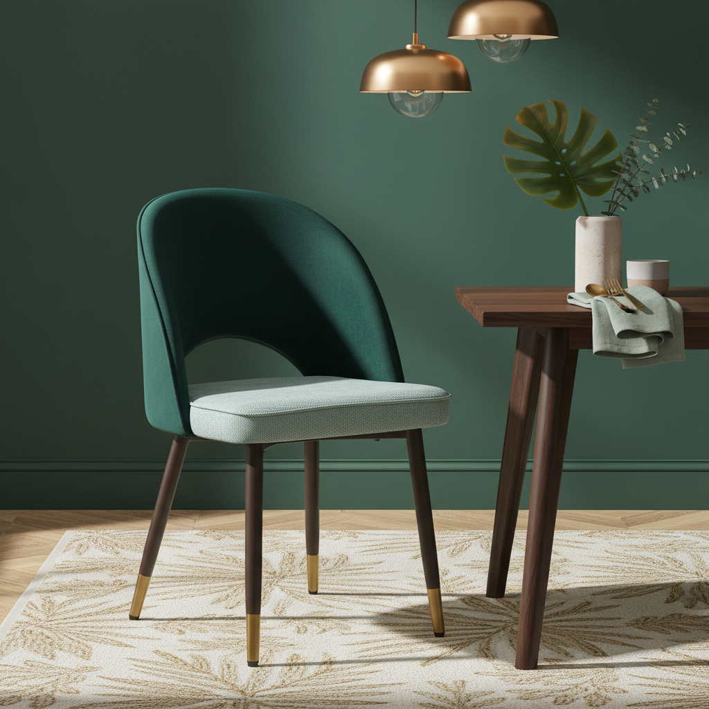 Sedia verde bottiglia ambientata