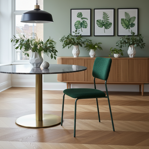 Amelia - Sedia Verde Con Gambe Metallo In Verde